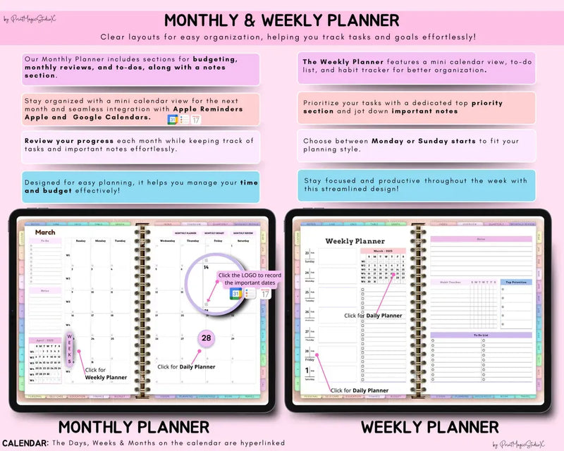 PLANORA index page hyperlinked digital planner GoodNotes iPad